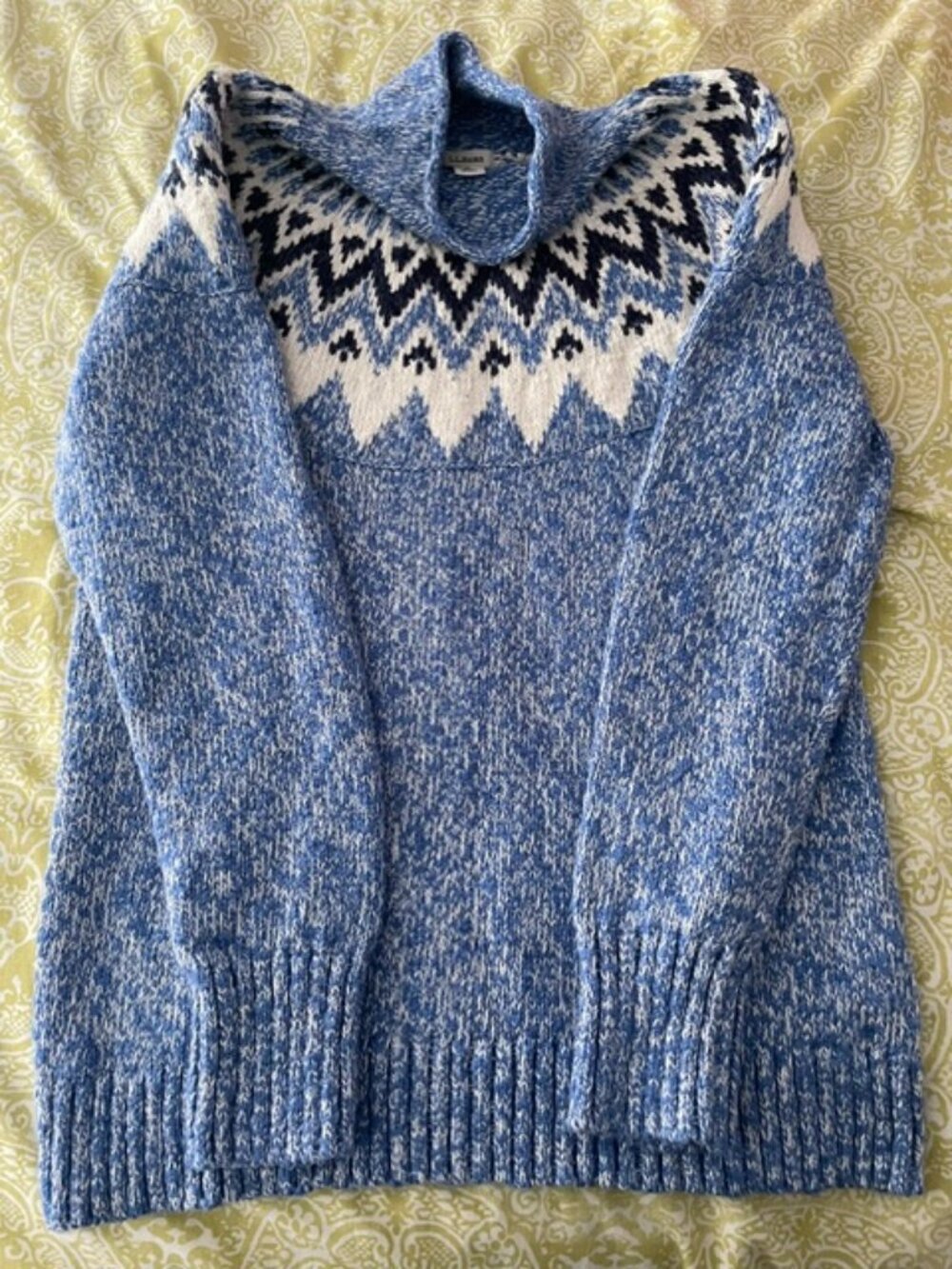 Good condition but used, LL Bean, Fair Isle, roll-neck cotton seater, size small
